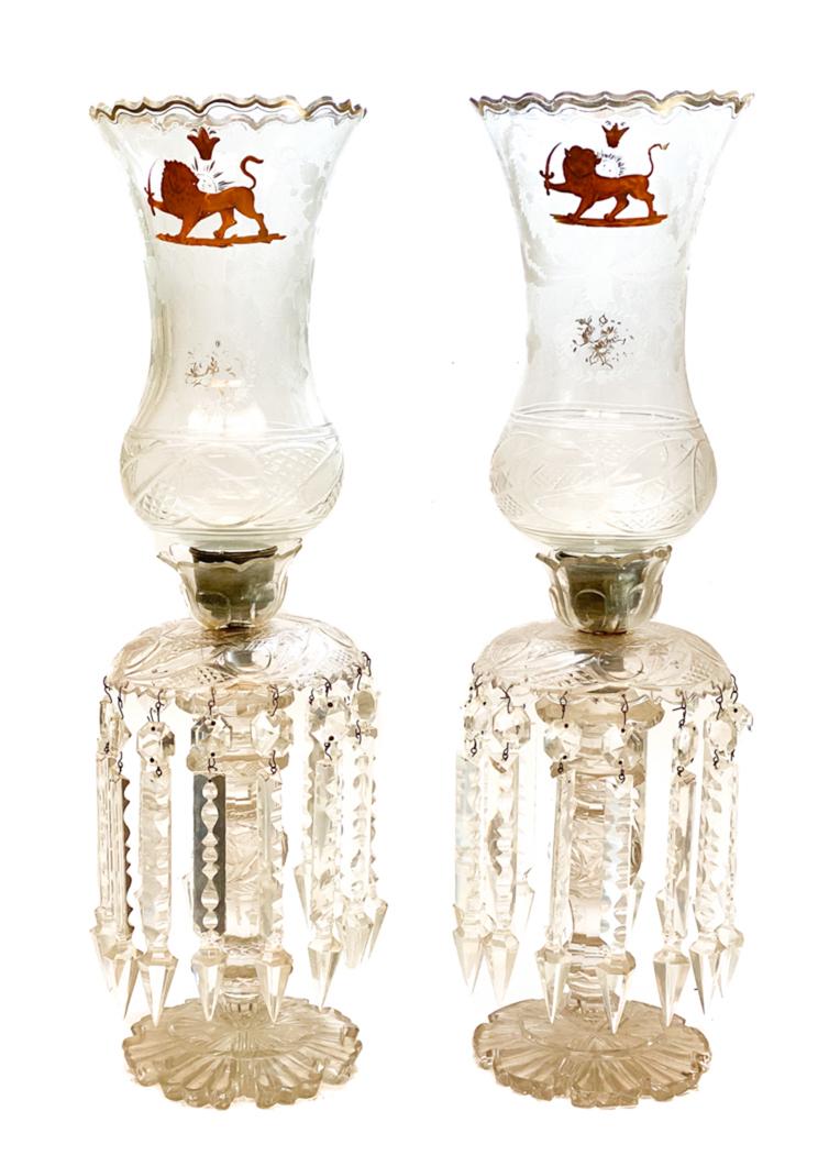 Cut Glass Acid Etched Vase, Chandeliers. (1 of 5)