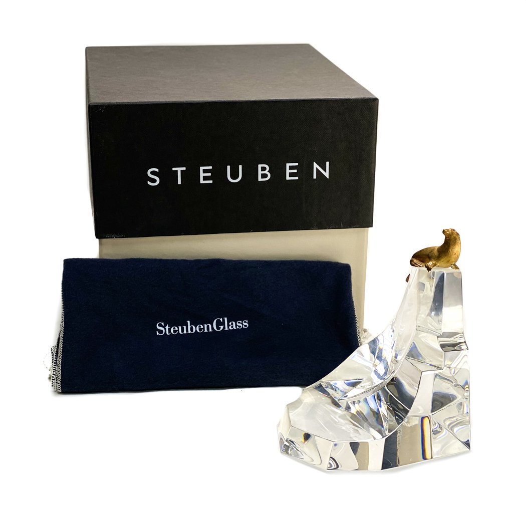 Steuben Glass & 18k Sculpture, Seal Rock (1 of 6)