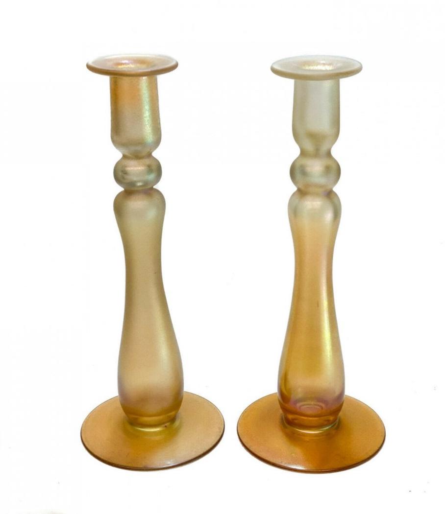 Pair Gold Aurene Candlesticks, Fleur dis Lis (1 of 4)