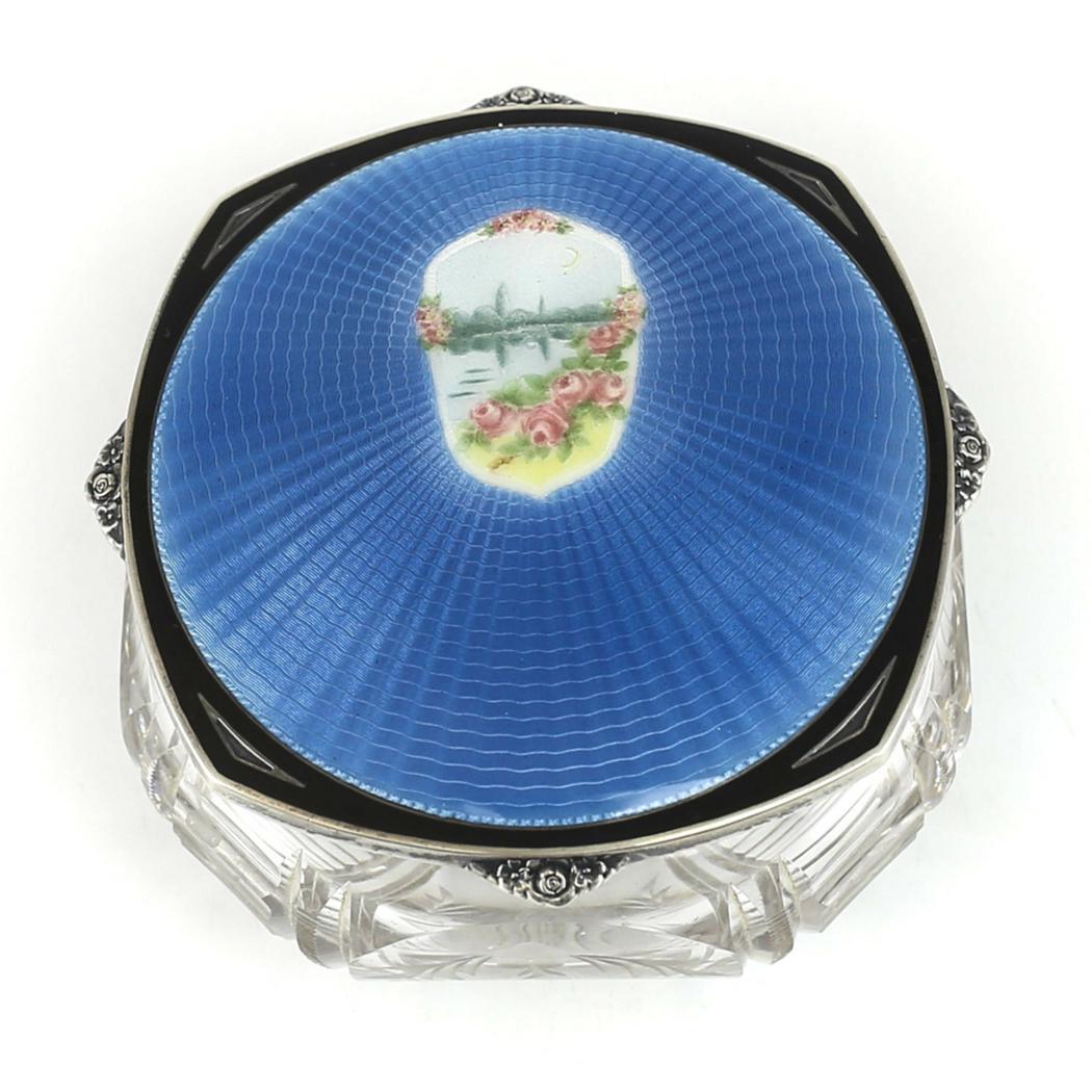 Foster & Bailey Sterling Enamel Cut Crystal Powder Jar (1 of 5)