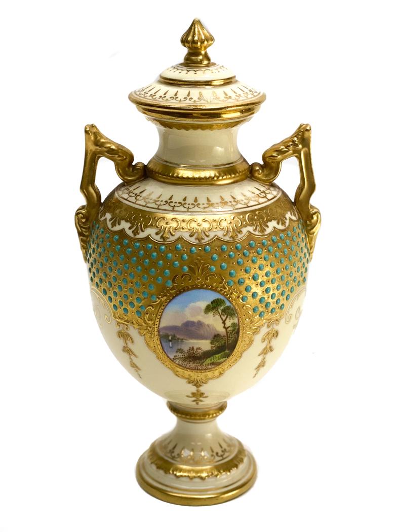 Coalport England Porcelain Twin Handled Urn. (1 of 8)