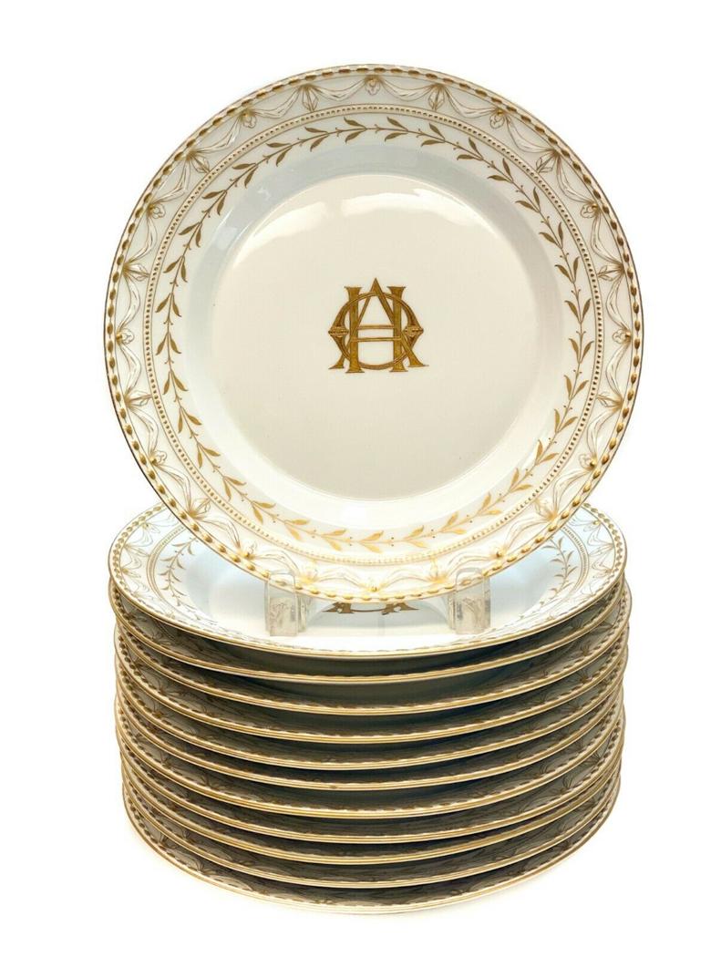 12 KPM Porcelain Masonic Dinner Plates, circa 1900 (1 of 3)