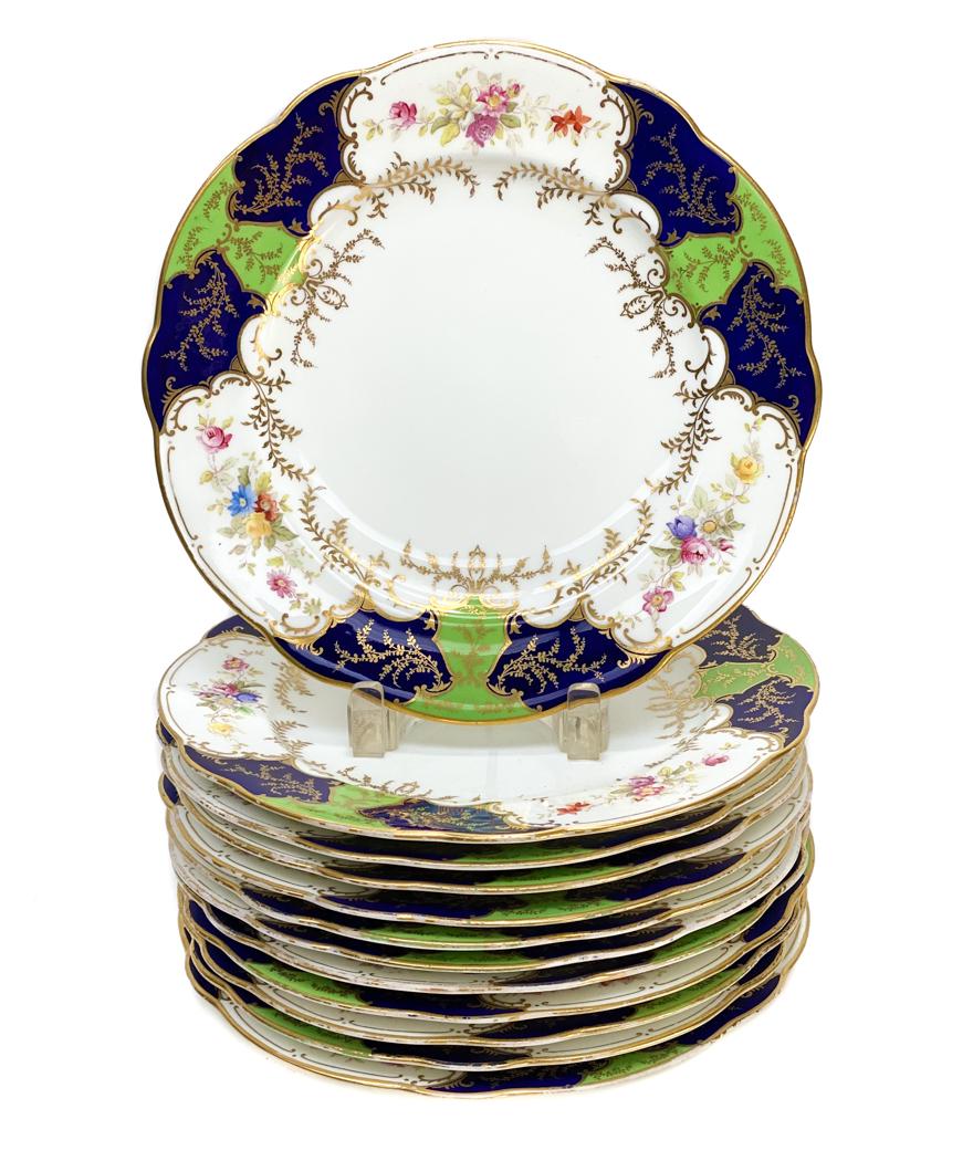 12 Coalport Hand Painted Porcelain Dinner Plates (1 of 4)