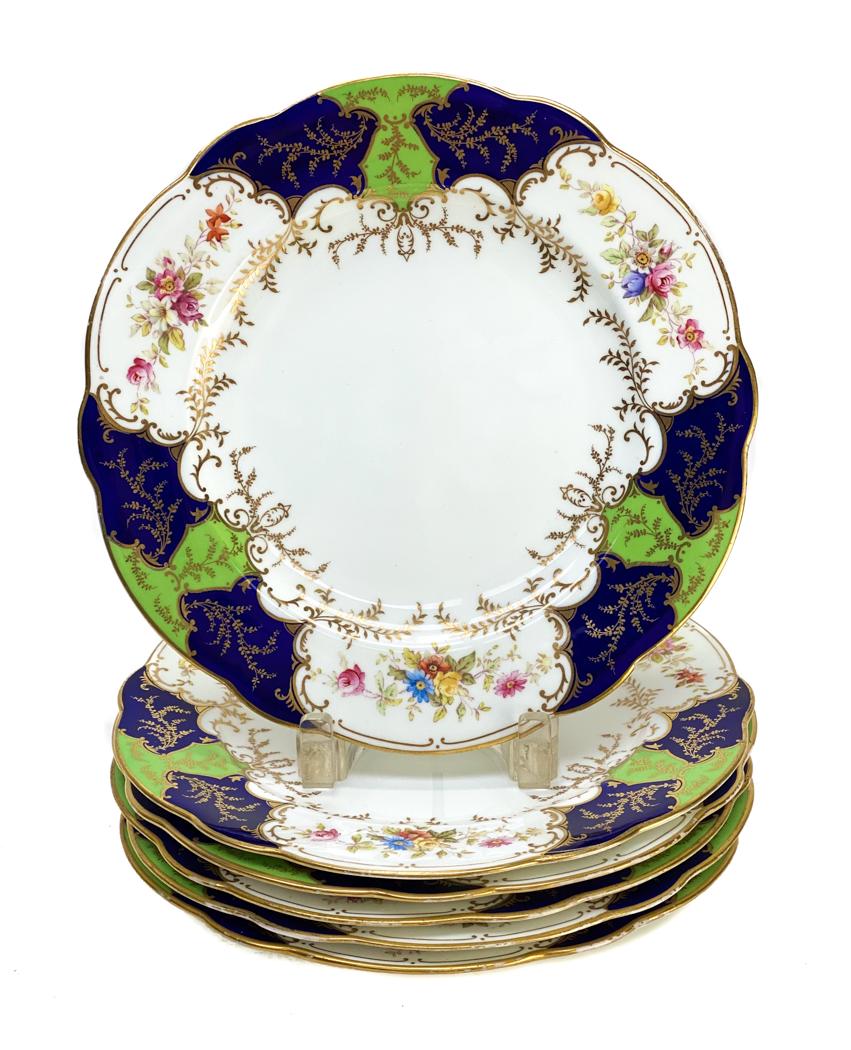 6 Coalport Hand Painted Porcelain Dinner Plates (1 of 4)