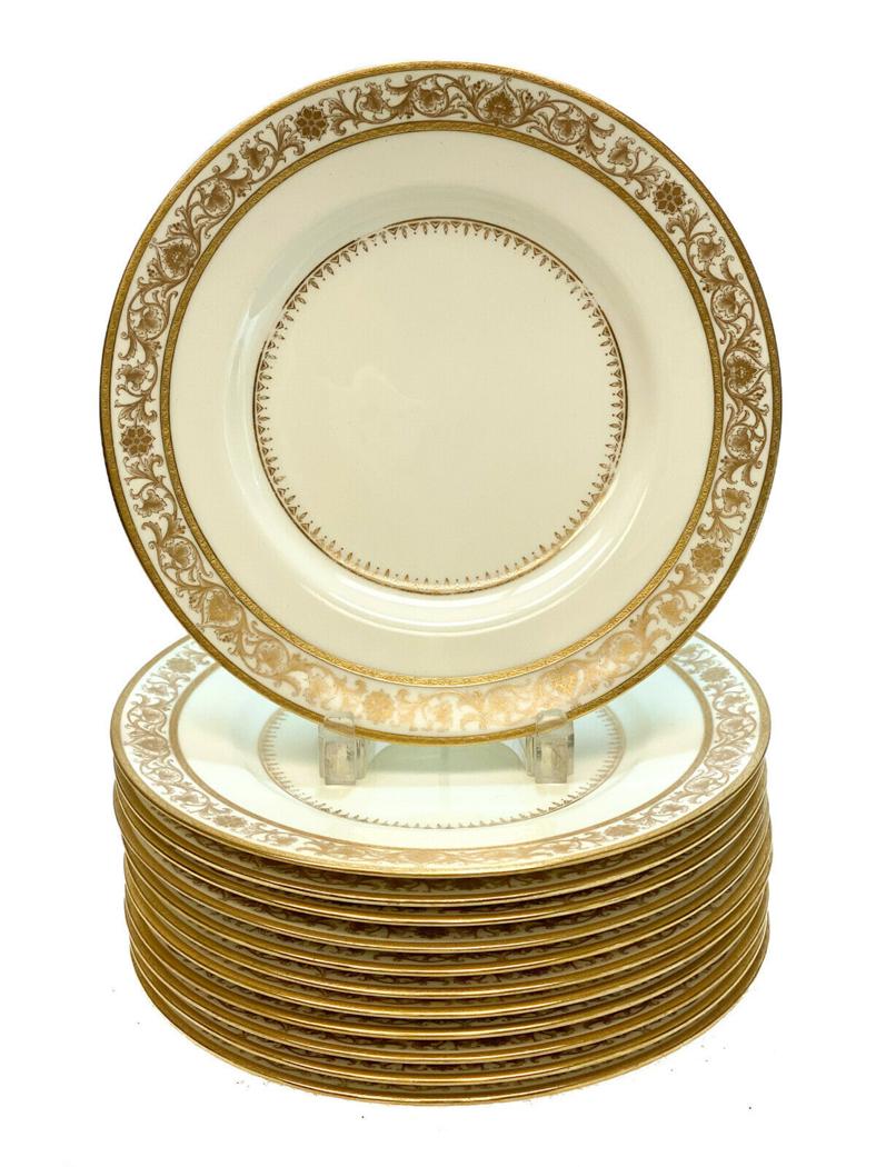 12  Minton England Porcelain Dinner Plates, circa 1900. (1 of 4)