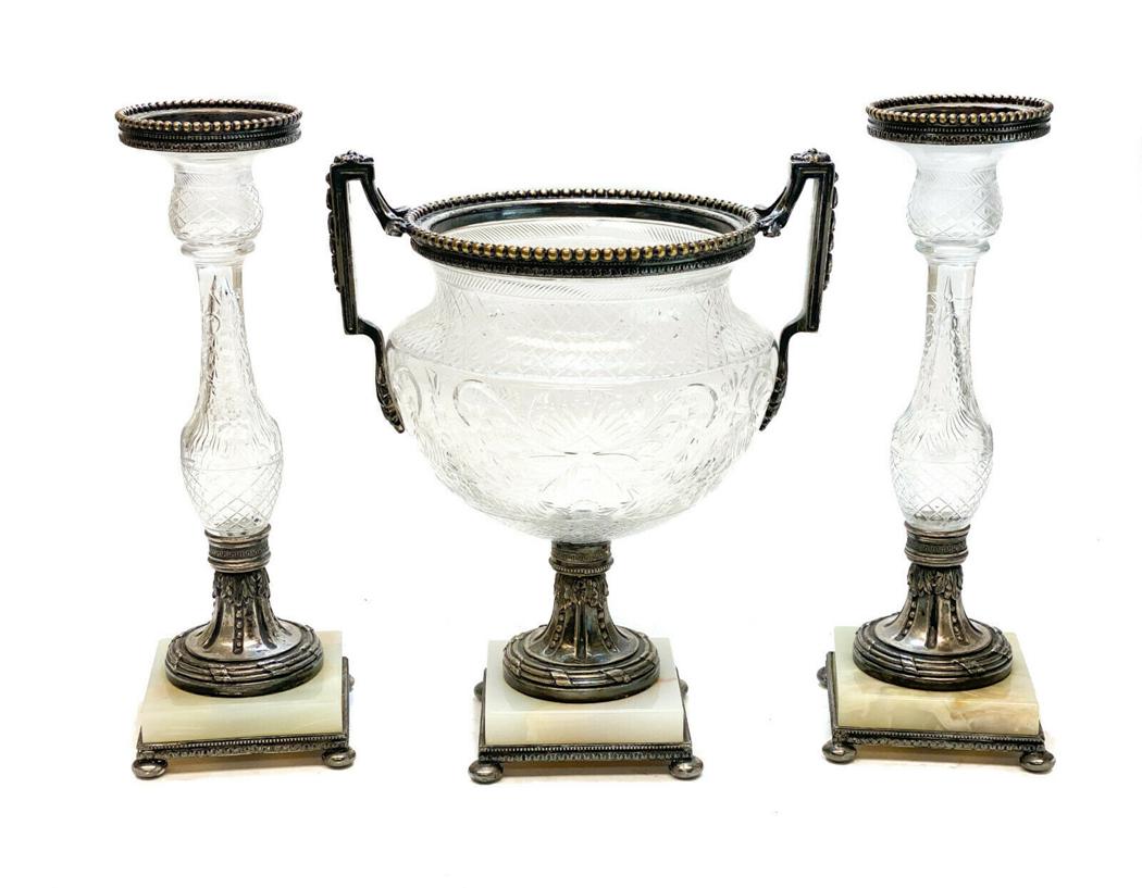 Pairpoint Silver Plate and Cut Glass Garniture Set (1 of 8)