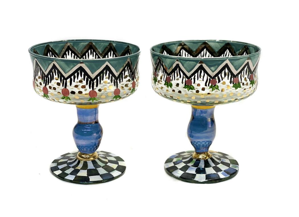 Pair MacKenzie Childs Champagne Goblets in Circus (1 of 4)
