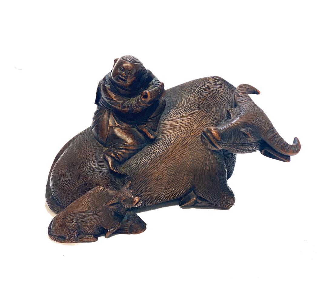 Chinese carved bamboo root figure (1 of 4)