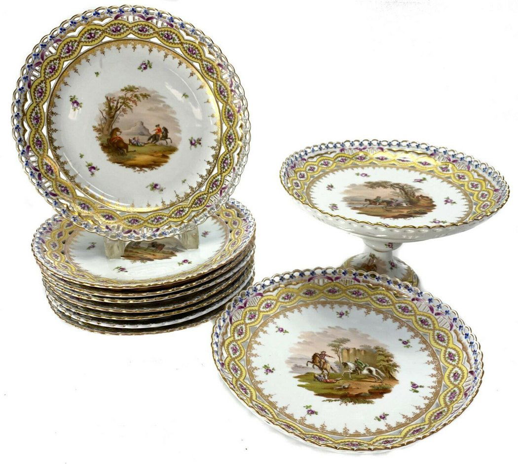 Dresden Hand Painted Reticulated Floral Serving Set (1 of 7)