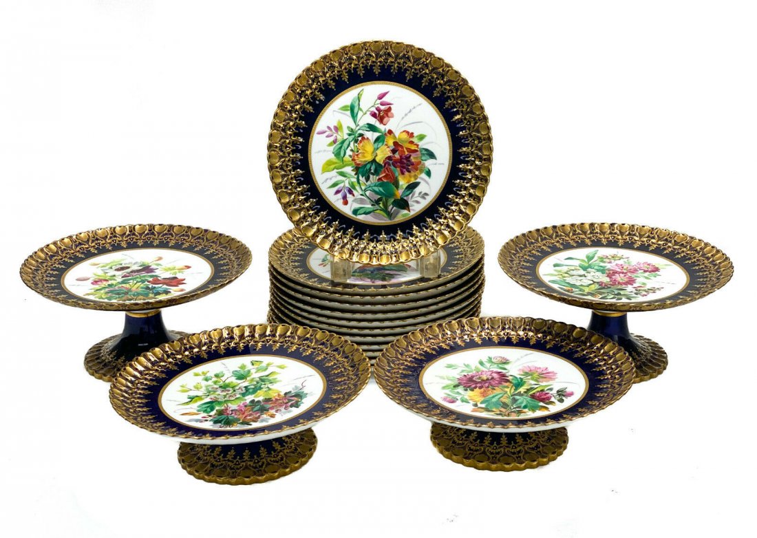 Copeland Porcelain Dessert Service for 12 circa 1890 (1 of 6)