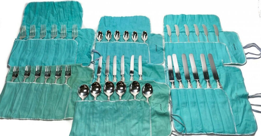 84pc Tiffany Sterling Silver Set in Chrysanthemum (1 of 12)