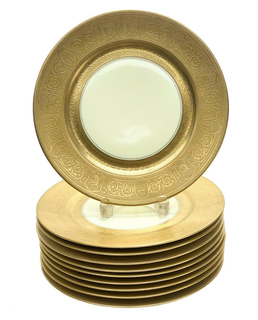 10 Furstenberg Porcelain Gold Encrusted Dinner Plates (1 of 4)