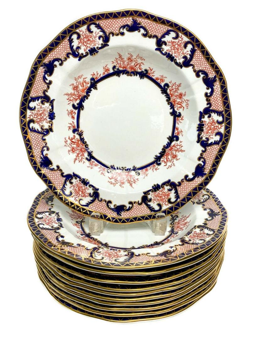 11 Royal Crown Derby Imari Large Soup Bowls c1910 (1 of 3)