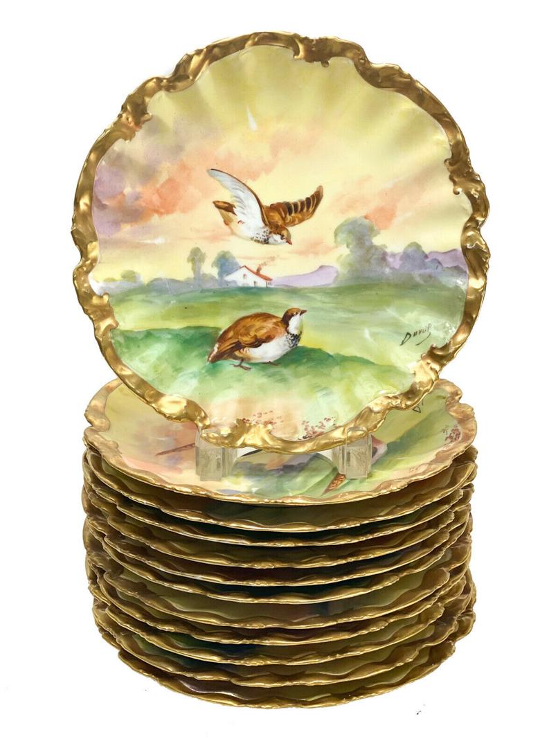 12 Limoges France Game Bird Cabinet Plates, circa 1940 (1 of 8)