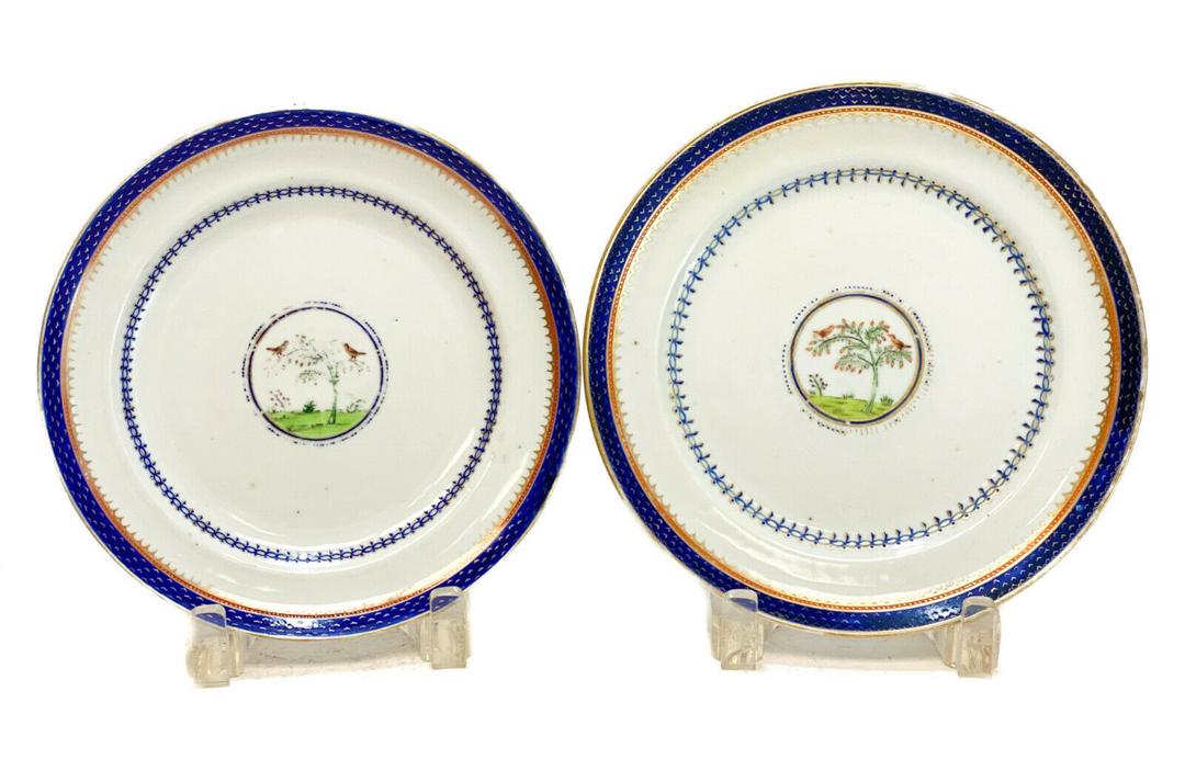 Chinese Export Porcelain Cobalt Blue & Gilt Plates (1 of 4)