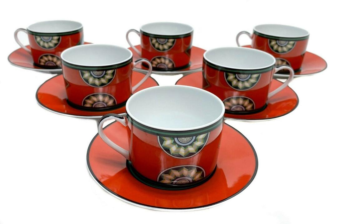 8 Puiforcat Porcelain Cup and Saucer  in Pompei (1 of 5)