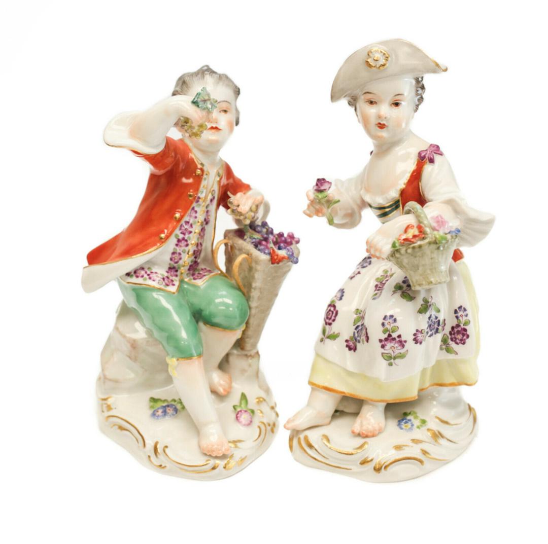Pair Meissen Porcelain Germany Miniature Figurines #14 (1 of 5)