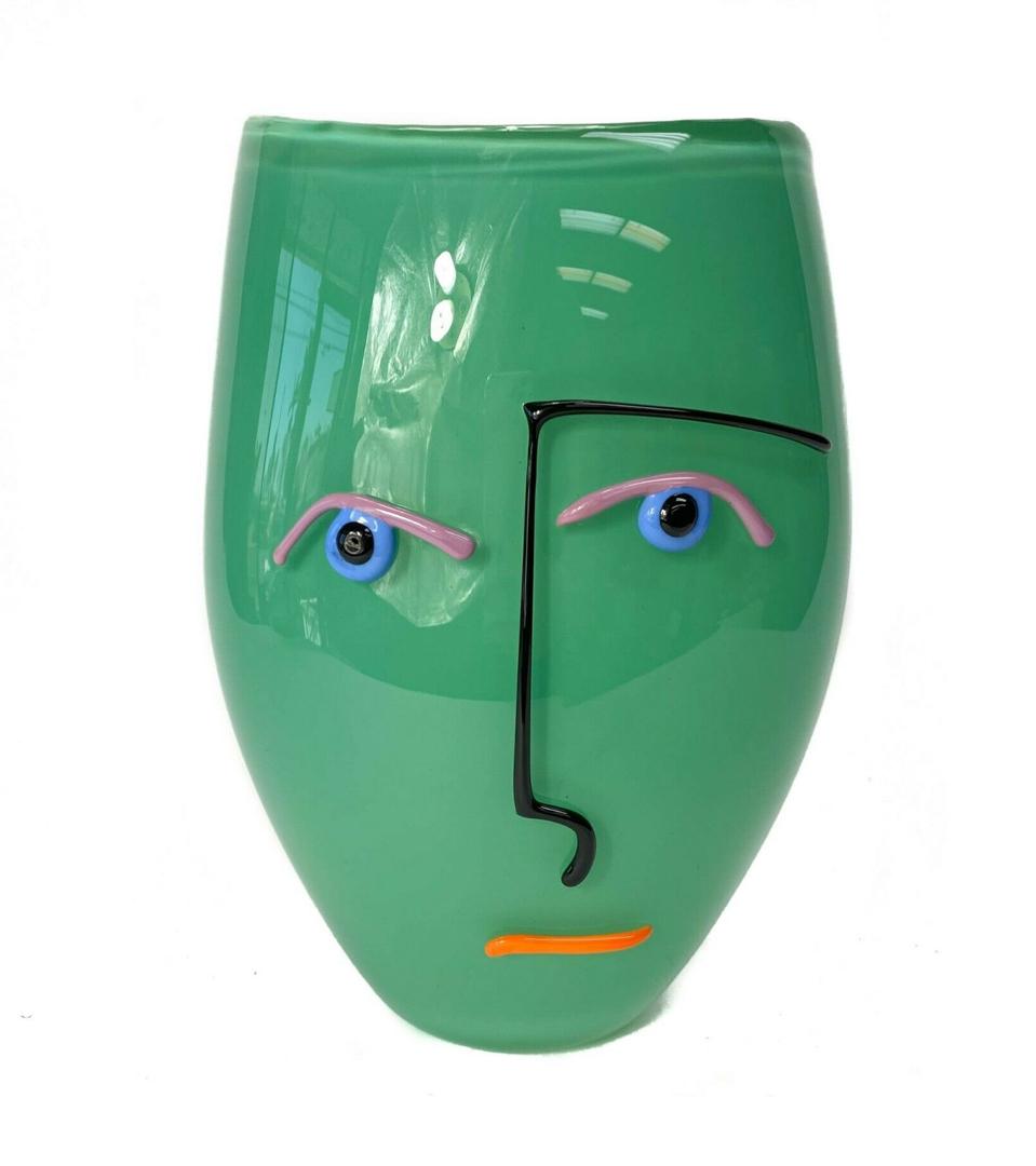 Orrefors Amorphic Teal Facial Elements by Anne Nilsson (1 of 5)