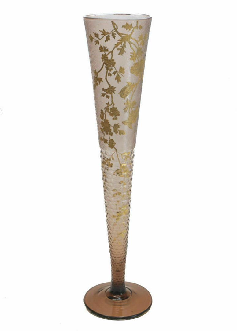 French Acid Engraved, Hand Cut Trumpet Shape Vase (1 of 6)