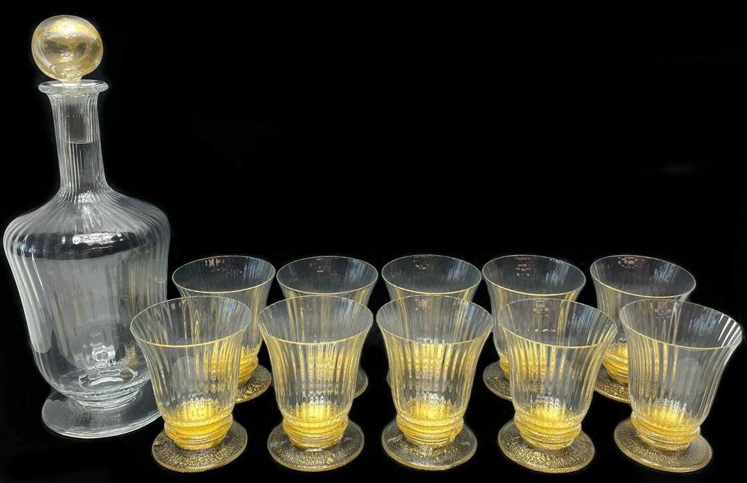 12 Venetian Gold-Flecked Tumblers & Decanter (1 of 12)
