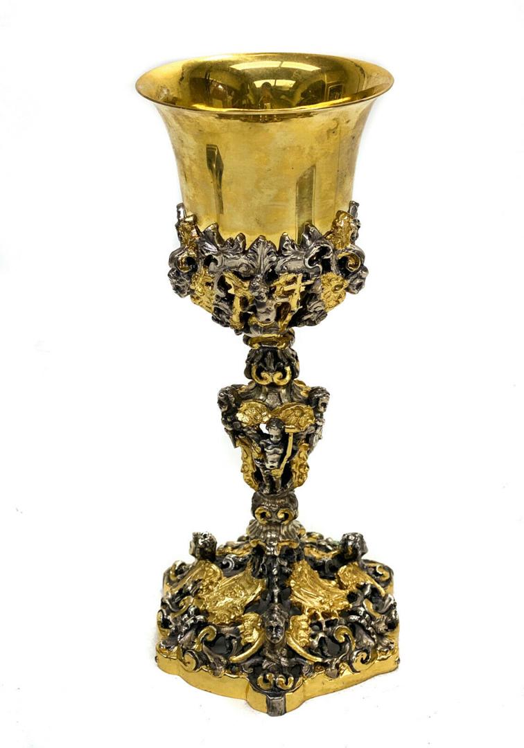 Italian Gilt and Silver Plate  800 Silver Bowl Chalice (1 of 3)