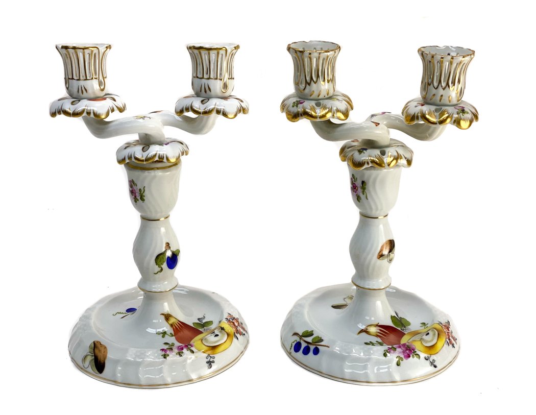 Pair Herend Porcelain Hand Painted Candelabras (1 of 9)