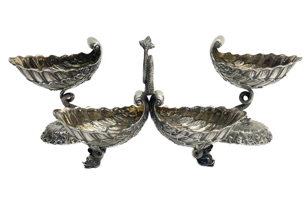 Austrian .833 Silver Dolphin  Shell Open Salt Cellars (1 of 5)