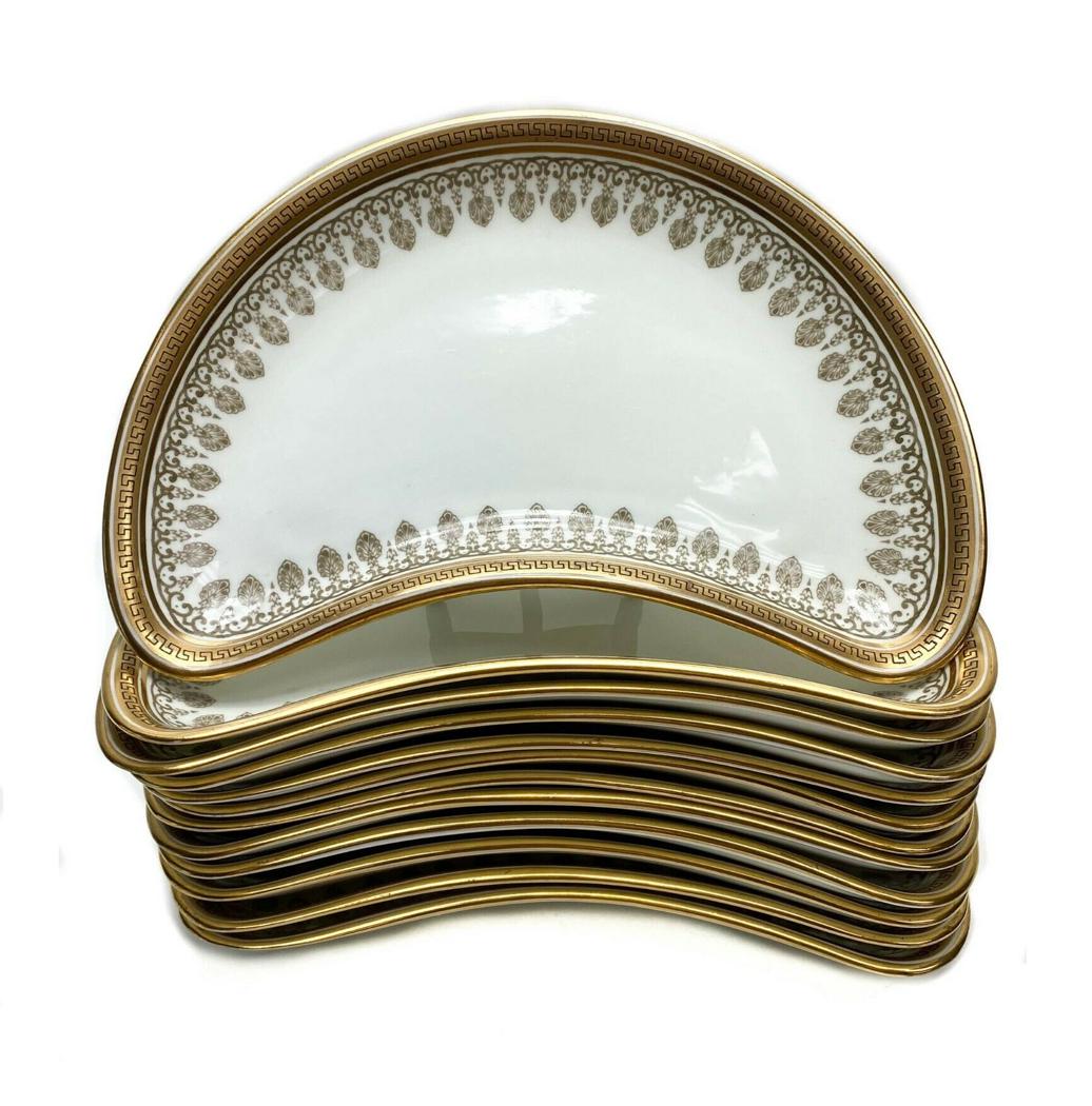 12 Cauldon Crescent Plates with Gilt Greek Key Border (1 of 3)