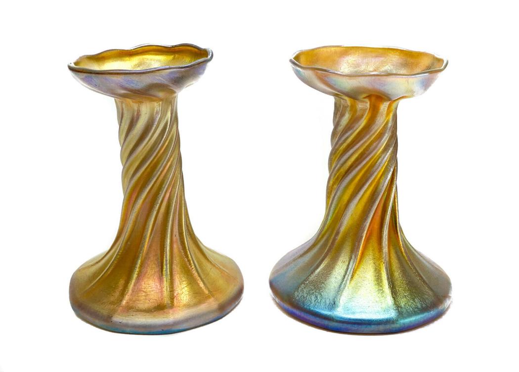 LCT Tiffany Gold Iridescent Favrile Candlestick Holders (1 of 11)
