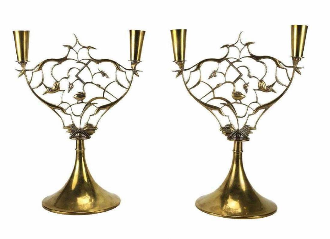 Pair of Brass Animal and Grapevine Candlesticks by Karl (1 of 3)
