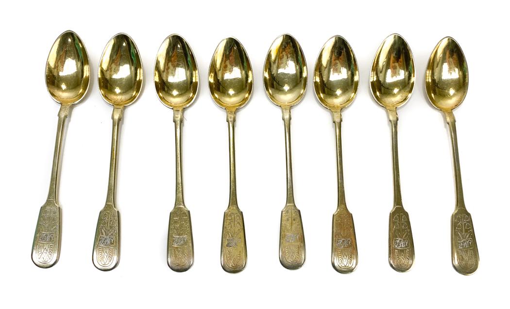 9 Alekessvich 84 Gilt Silver Coffee Spoons (1 of 4)