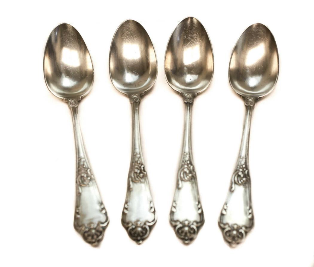 4 Fine Russian 84 Silver Tablespoons late 19th Century (1 of 3)
