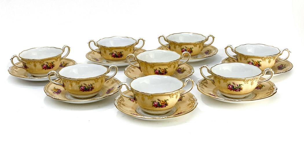 8 Copeland Spode England Porcelain Bouillon Bowls & (1 of 4)