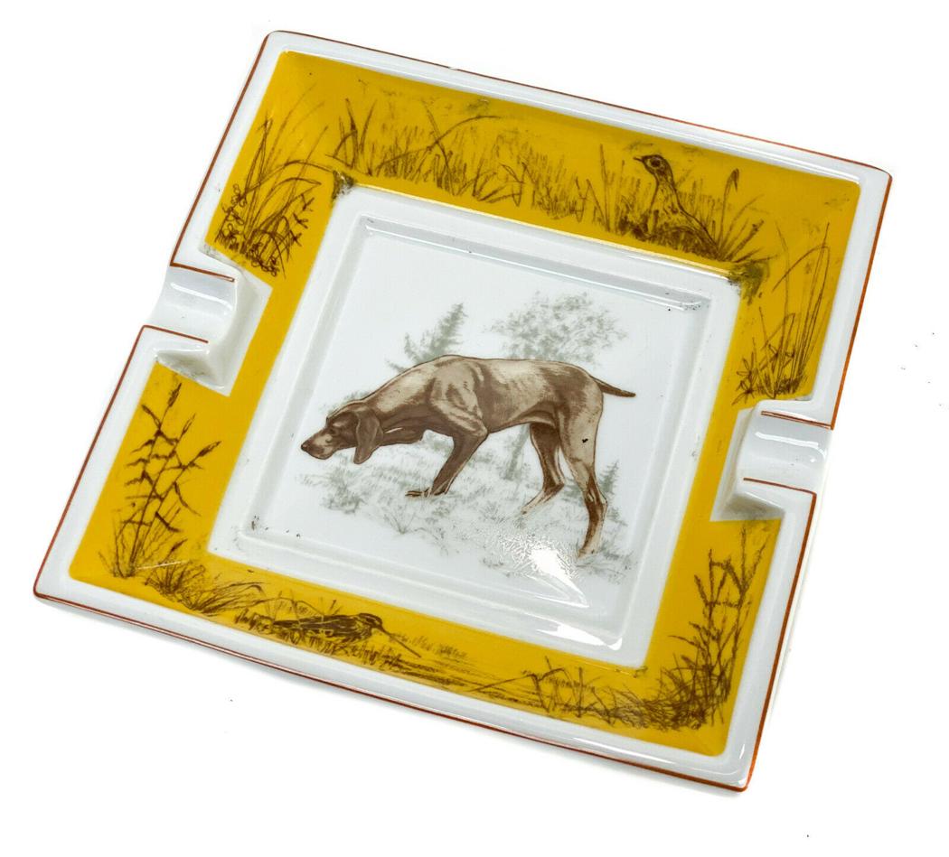Hermes France Porcelain Chasse Yellow Ashtray (1 of 3)