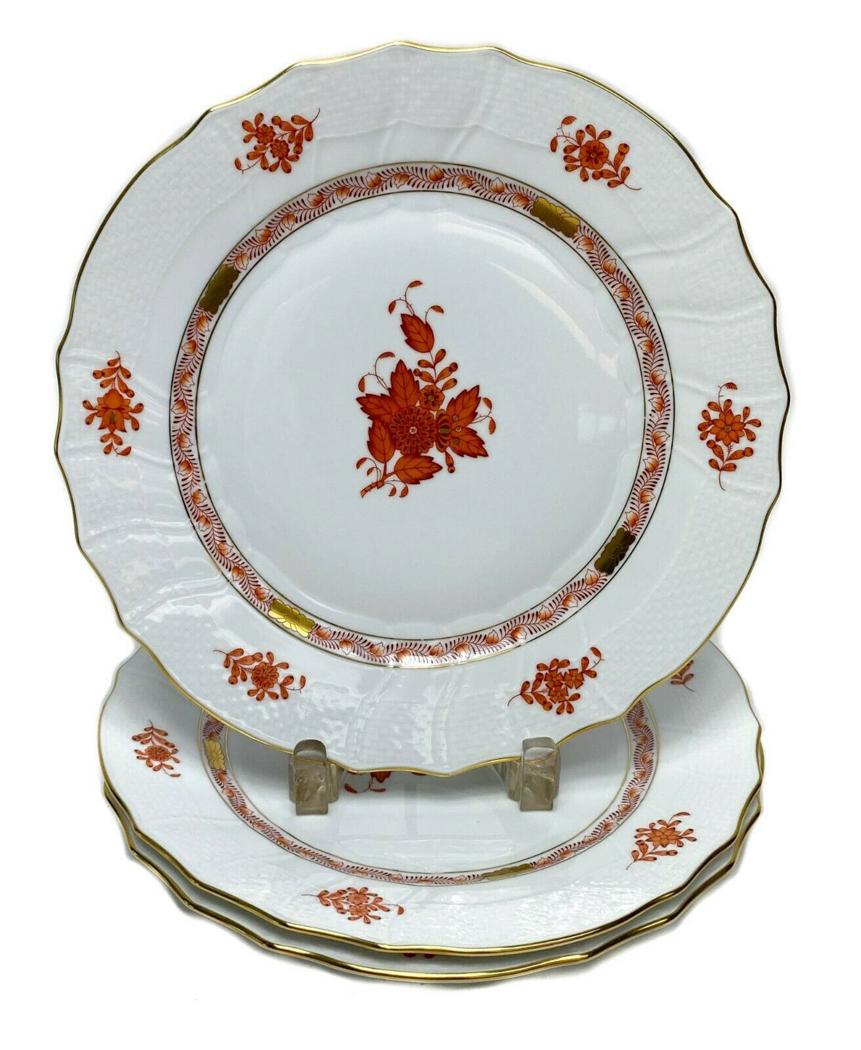 3 Herend Chinese Bouquet Dinner Plates in Rust (1 of 3)