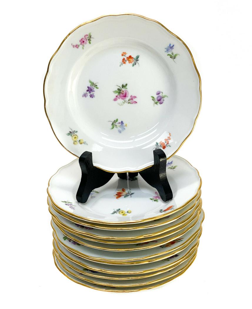 12 Meissen Germany Porcelain Hand Painted Bread Plates (1 of 3)