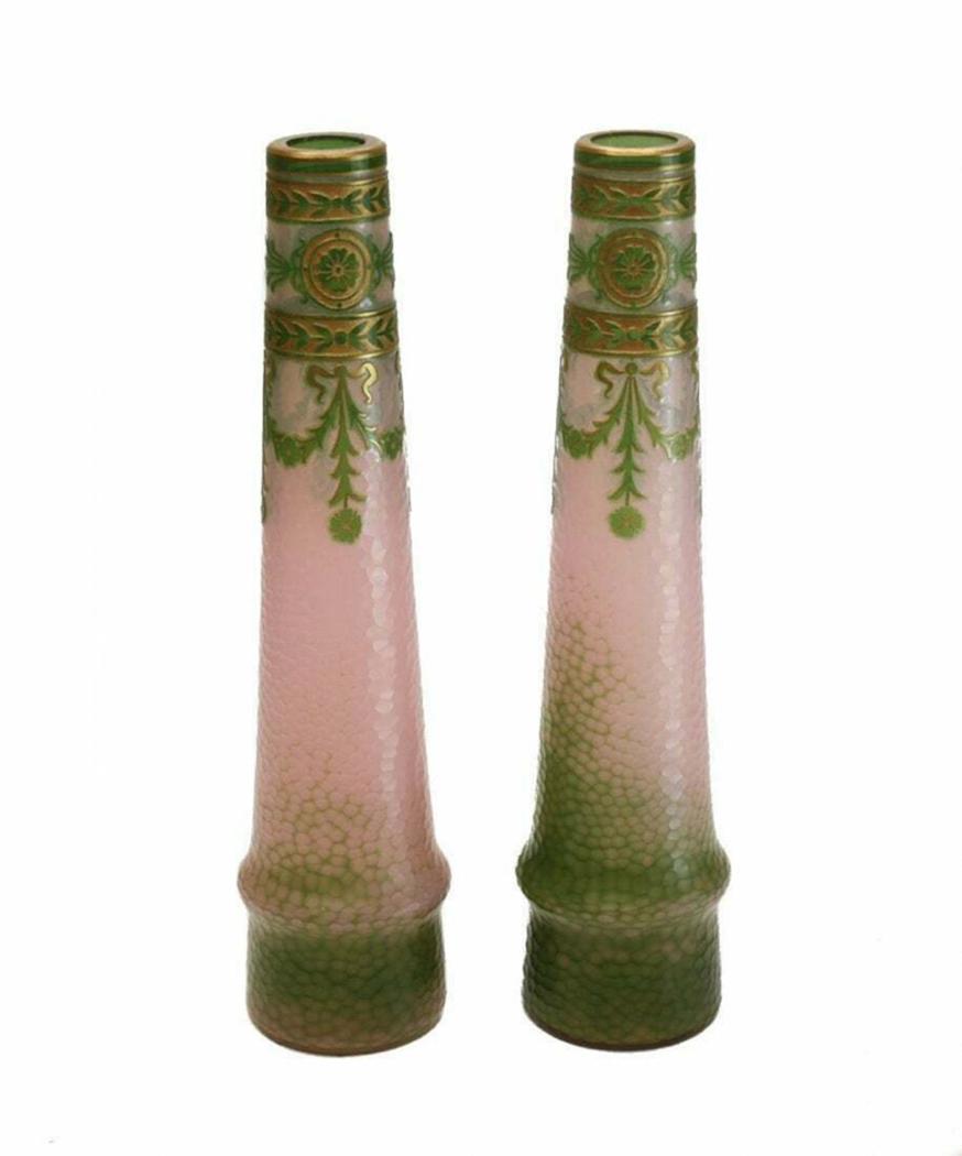 Pair Baccarat Acid Etched & Gilt Hand Cut Glass Vases (1 of 5)