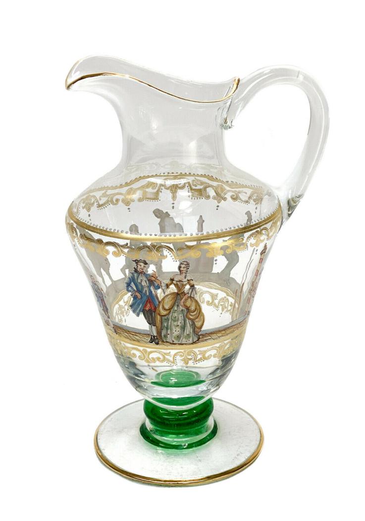 Venetian Art Glass Hand Painted Enamel Pitcher (1 of 6)