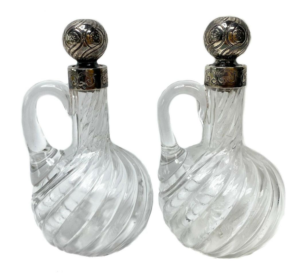 Pair French Silver Mounted and Cut Glass Cruets (1 of 7)