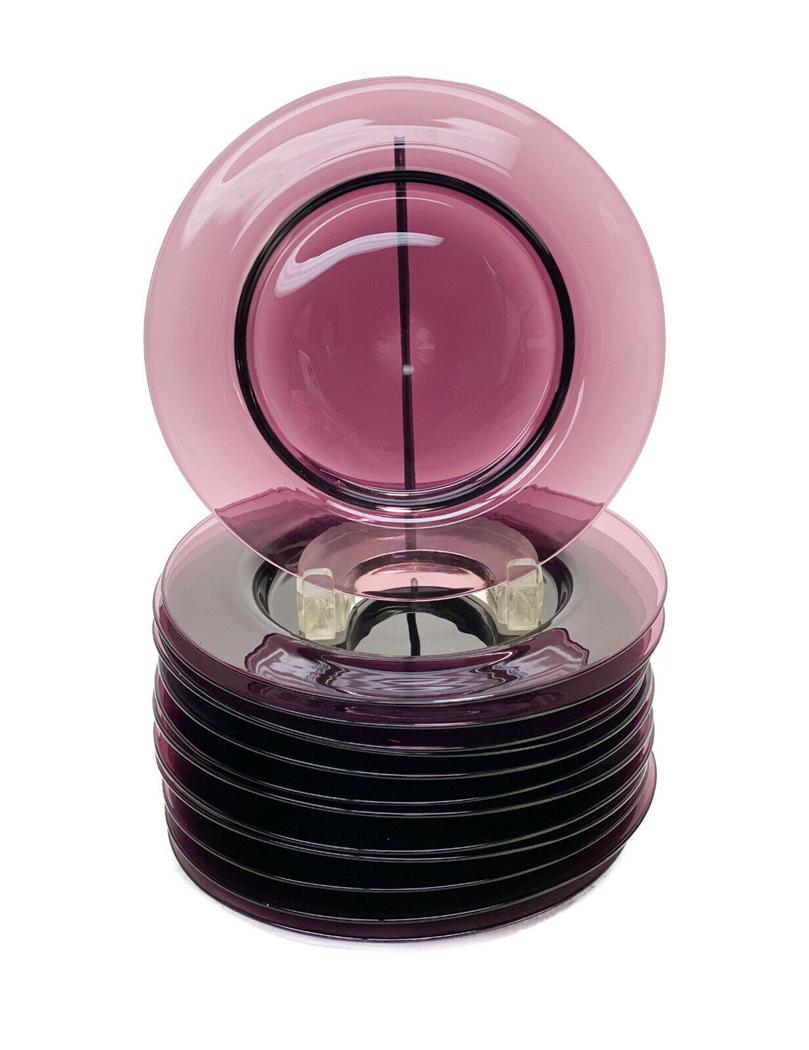 12  Purple Art Glass 8.5 in. Dessert Plates (1 of 3)