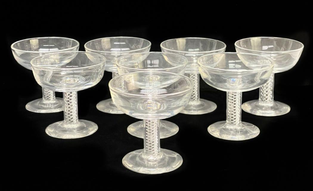 8 Steuben Glass Air Twist Champagne Coupes, Polished (1 of 5)