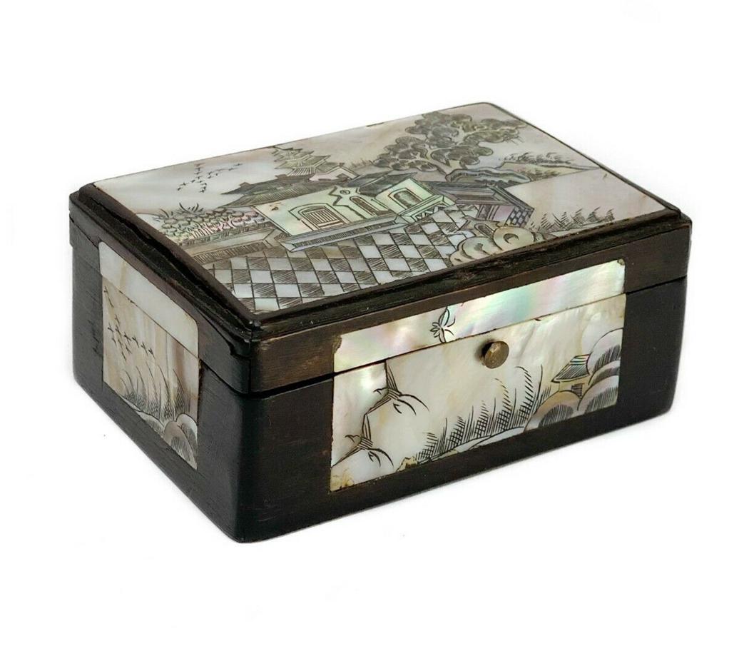 Chinese Mother-of-Pearl Inlay Wood Trinket Box (1 of 5)
