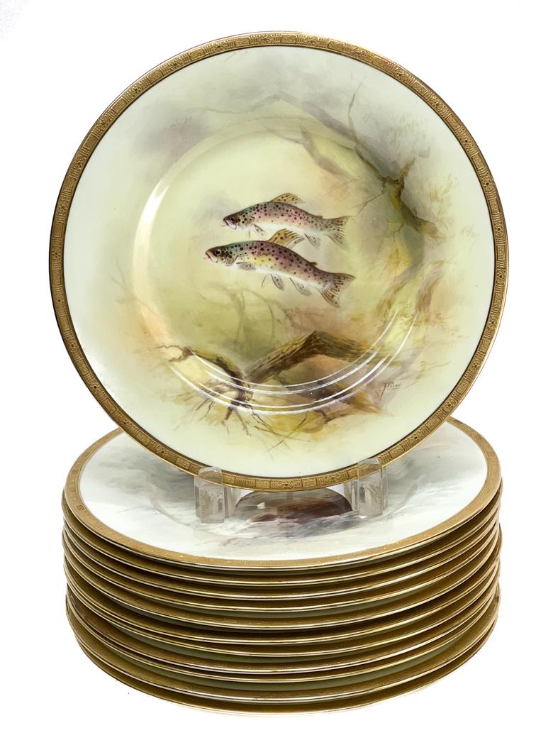 12 Royal Doulton England Porcelain Fish Cabinet Plates, (1 of 6)