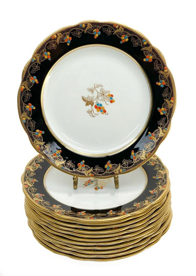 12 Aynsley Porcelain Dessert Plates with Enamel (1 of 4)