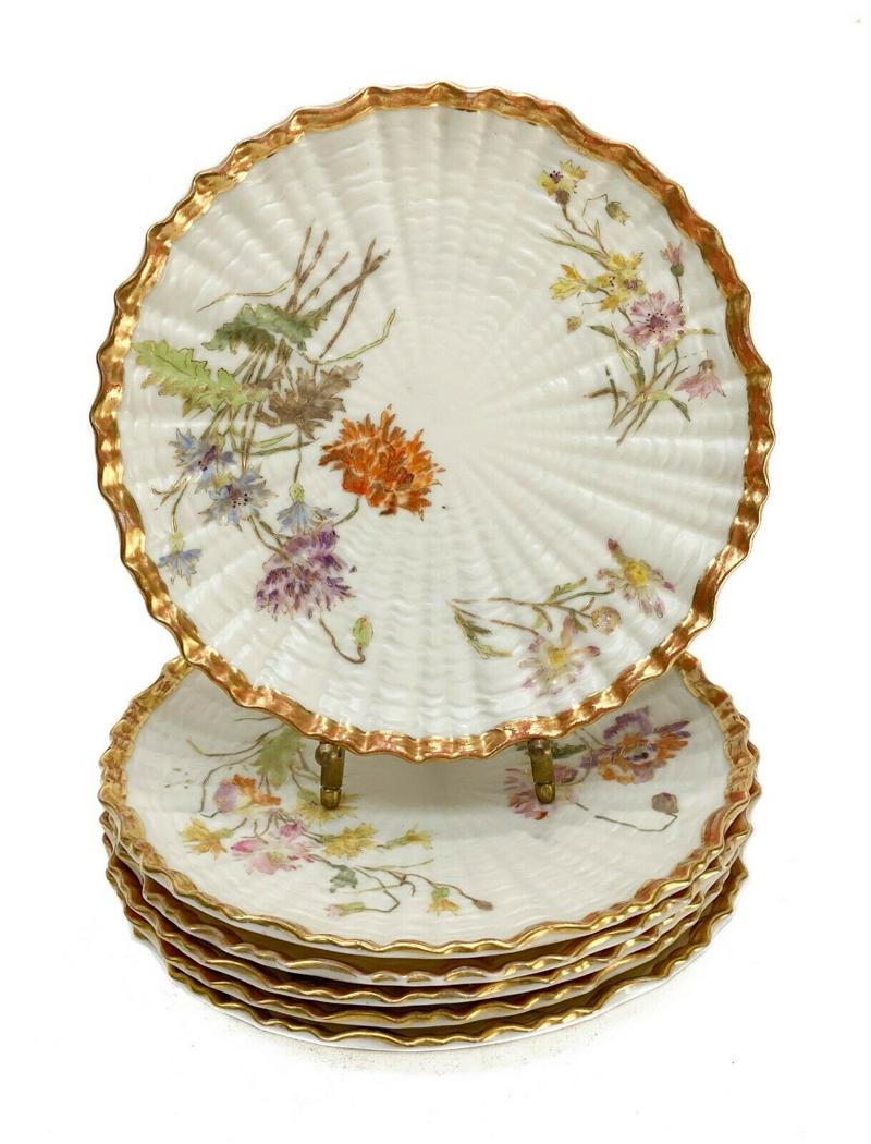 6 Royal Worcester  Porcelain Dessert Plates, 1890 (1 of 5)