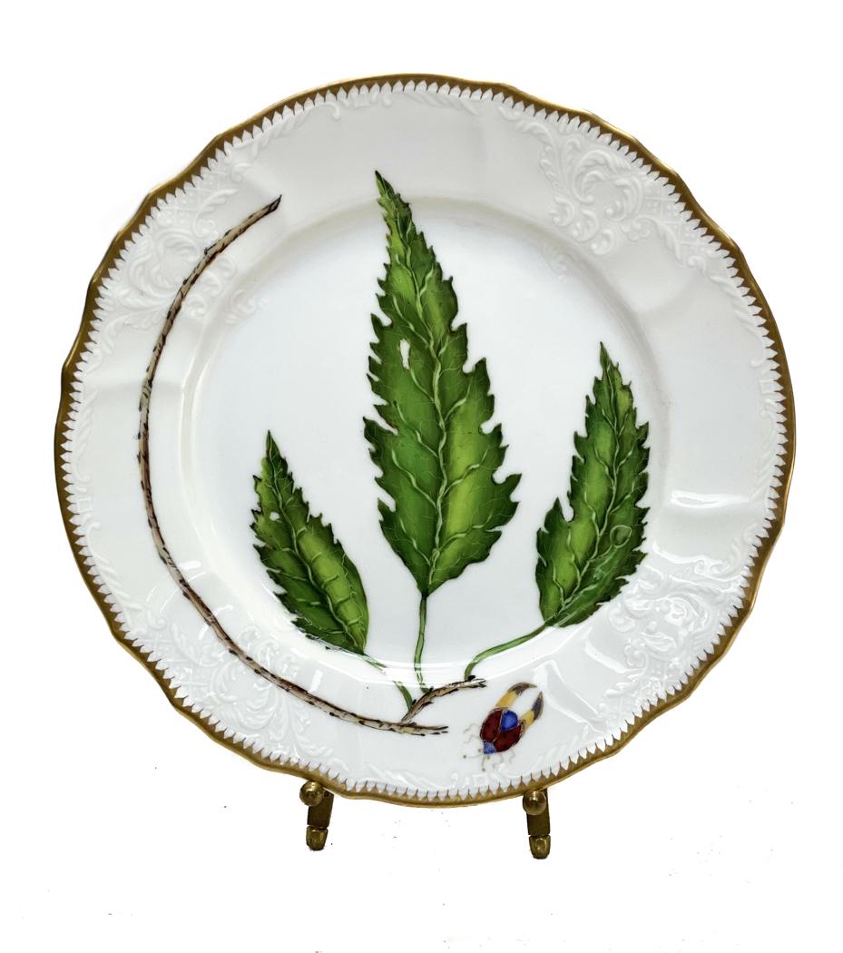 Anna Weatherley Porcelain Dessert Plate in Green Leaf (1 of 3)