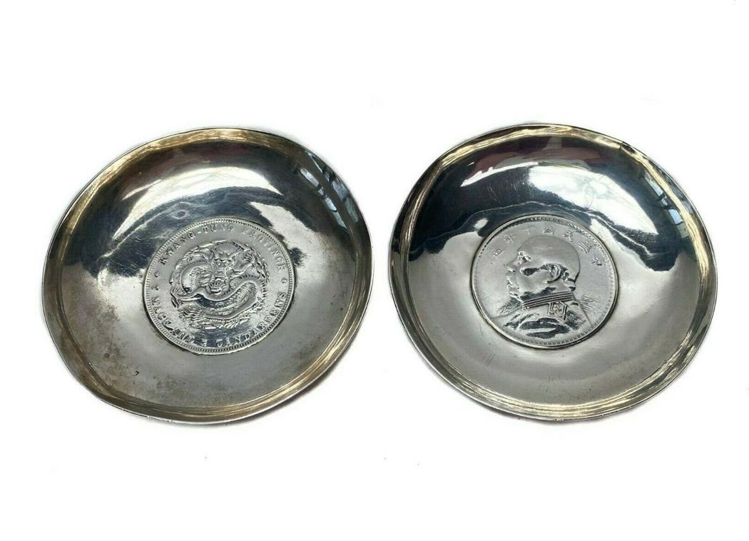 2 Chinese Silver Inset Coin Dishes Kwang-Tung Province (1 of 6)