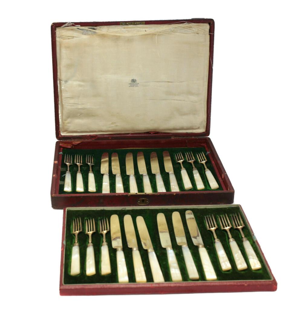 George III Silver Mother Pearl Dessert Flatware Set (1 of 5)