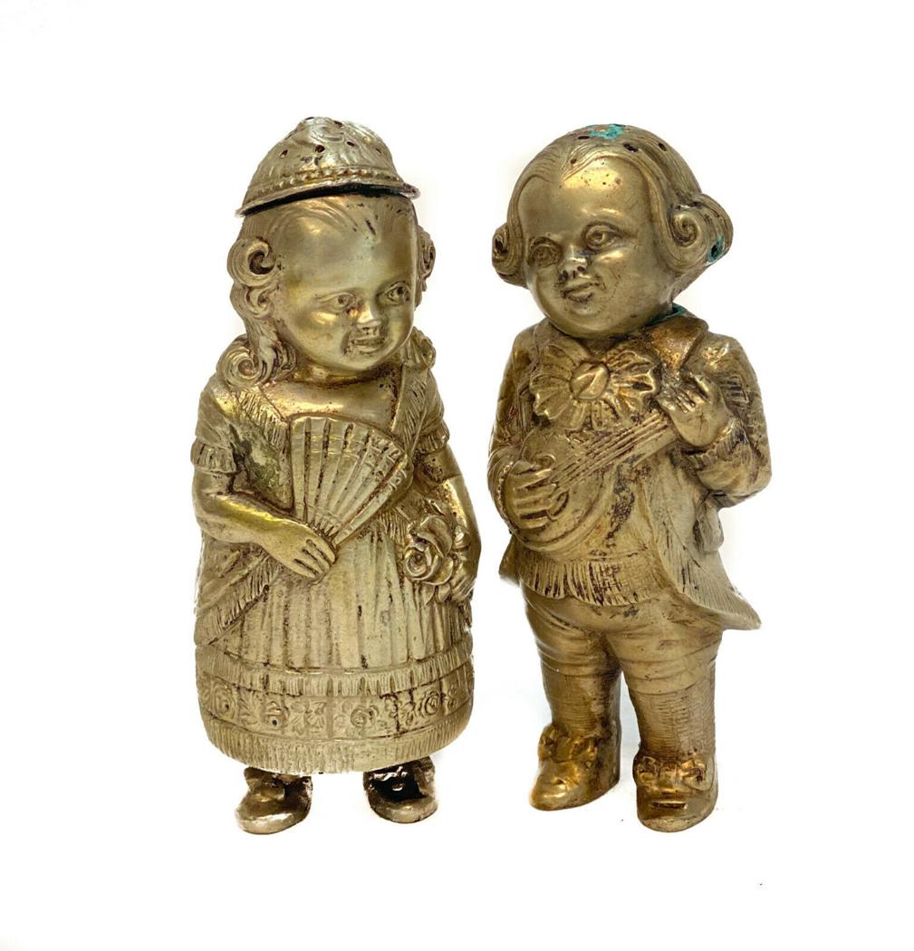 Pair German 800 Silver Novelty Salt Pepper Shakers (1 of 6)