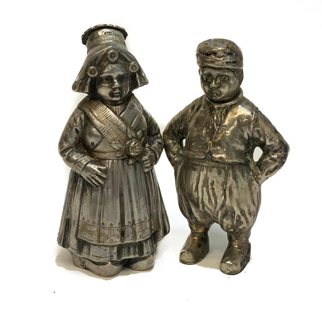 Pair Continental 800 Silver Novelty Salt Pepper Shakers (1 of 4)